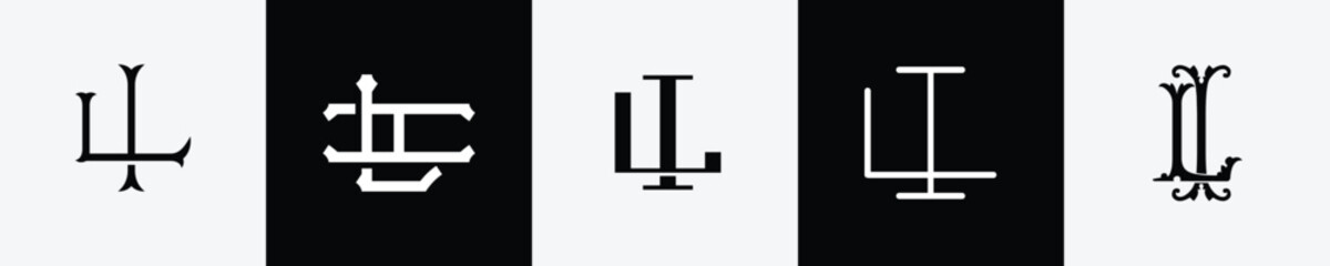 Initial letters LI Monogram Logo Design Bundle - obrazy, fototapety, plakaty