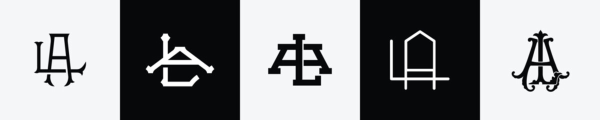 Initial letters LA Monogram Logo Design Bundle