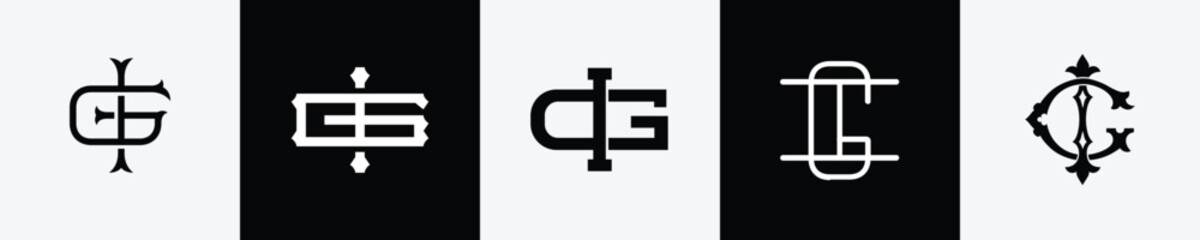 Initial letters IG Monogram Logo Design Bundle