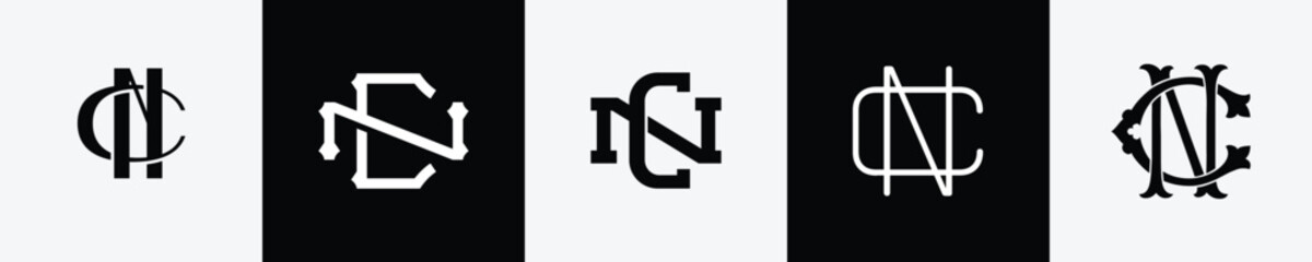 Fototapeta na wymiar Initial letters CN Monogram Logo Design Bundle