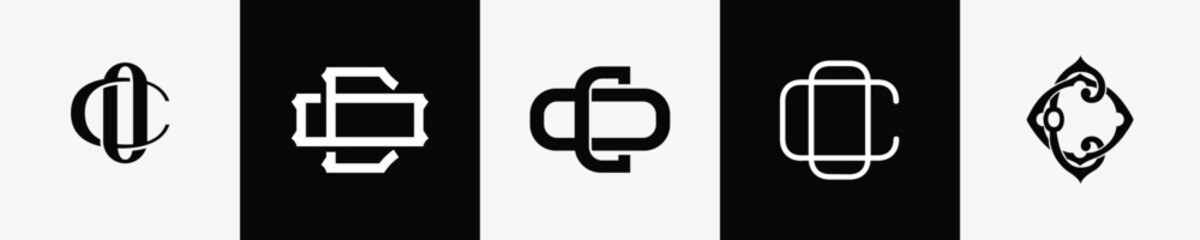 Initial letters CO Monogram Logo Design Bundle