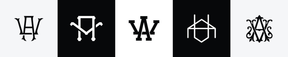 Initial letters AV Monogram Logo Design Bundle - obrazy, fototapety, plakaty