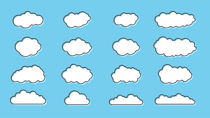 Collection of cartoon cloud icons. Vector illustration