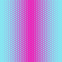 Pink blue halftone triangles pattern. Abstract geometric gradient background. Vector illustration.