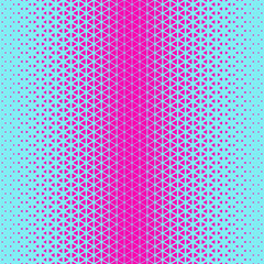 Pink blue halftone triangles pattern. Abstract geometric gradient background. Vector illustration.