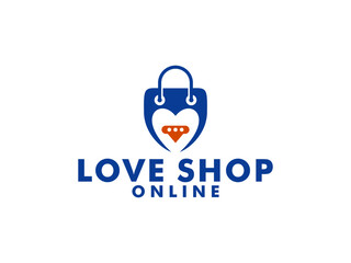 Love Shop Logo designs Template,  Shopping bag combined with heart concept.