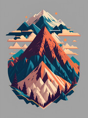 Mountains cartoon. AI generated illustration