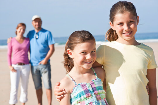 Family on Beach, Camaret-sur-Mer, Finistere, Bretagne, France