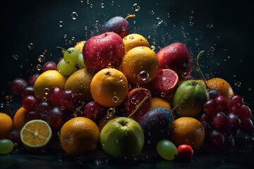 Fototapeta na wymiar Fresh fruits assorted fruits. Generative AI
