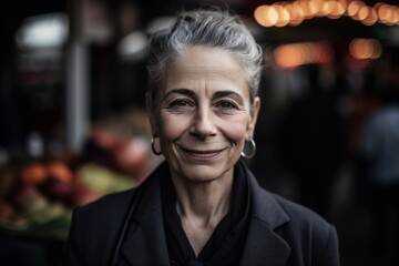 Fototapeta premium Portrait of a beautiful senior woman at a market in Paris, France