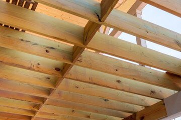 This is new construction for deck joists layout on new custom home wooden deck patio