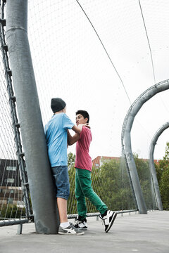 Boys Fighting in Playground, Mannheim, Baden-Wurttemberg, Germany