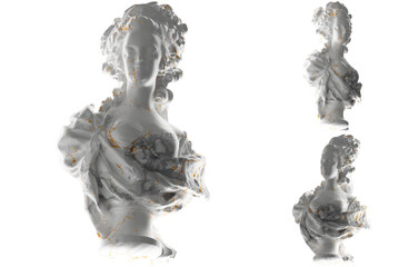 Obraz premium Marble statue of Marie Antoinette with elegant gold accents, perfect for luxury apparel and more.