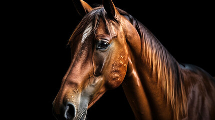 horse portrait on black background Generative AI