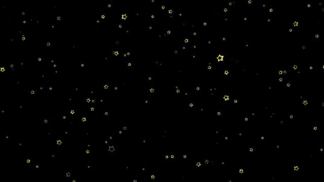 Blinking gold stars on a black loop background. Concept holiday animation.