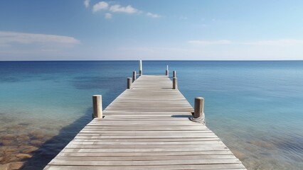 The Endless Horizon: A Majestic View of the Sea from the White Boardwalk Pier