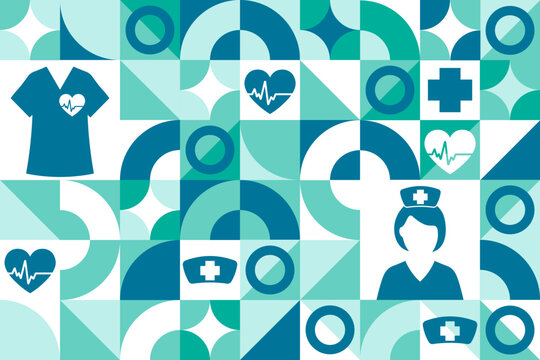 National Nurses Week. Seamless geometric pattern. Template for background, banner, card, poster. Vector EPS10 illustration.