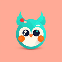 Fototapeta premium The logo is cute in the form of an animal. Logo for the company, a blue owl. Generative AI.