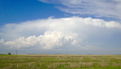 Distant tornado-producing thunderstorm in central Kansas. 