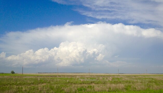 Distant tornado-producing thunderstorm in central Kansas. 