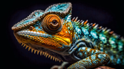 Fototapeta premium Colorful Chameleon. Generative AI