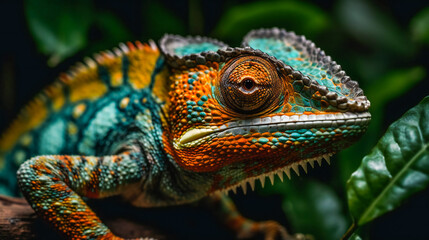 Fototapeta premium Colorful Chameleon. Generative AI