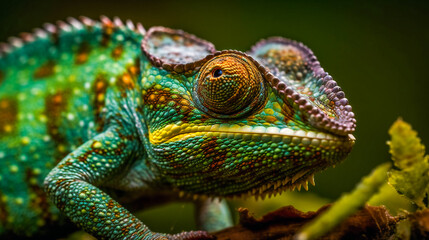 Obraz premium Colorful Chameleon. Generative AI
