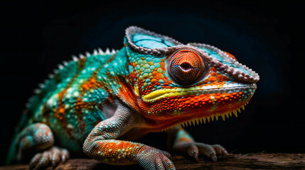 Fototapeta premium Colorful Chameleon. Generative AI