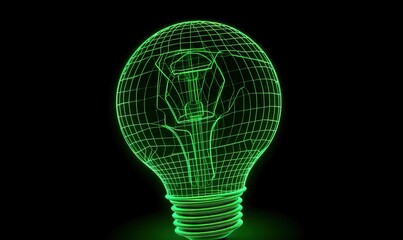  a green light bulb with a wire wrapped around the bulb.  generative ai