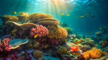 Diving into a Vibrant World of Coral and Sea Creatures. Generative AI