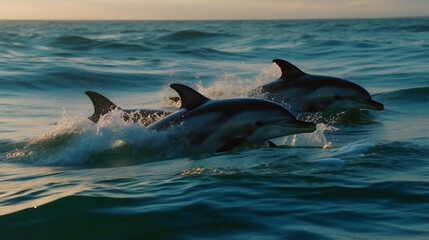 Fototapeta premium Capturing Dolphins in Motion. Generative AI