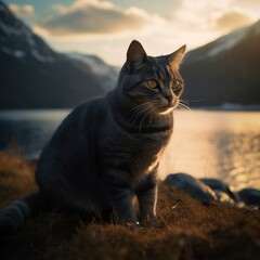 Cat Near the Lake