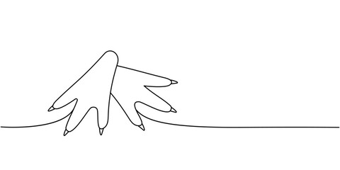 Chicken feet one line continuous drawing. Fresh chicken meat continuous one line illustration. Vector minimalist linear illustration.