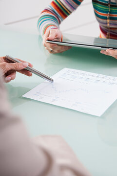 Close-up of Businesswomen Working in Office