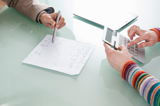 Close-up of Businesswomen Working in Office