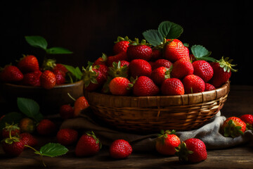 Red and Ripe Strawberries. Generative AI