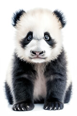 little cute baby panda  isolated on white background. Generative AI