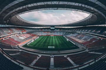 Fototapeta na wymiar panorama of football stadium. AI Generated