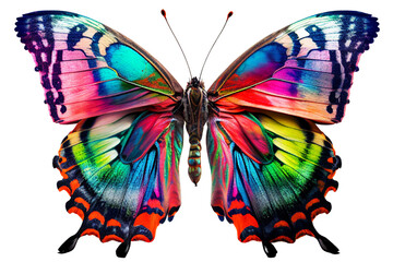Fototapety  Rainbow-colored artistic butterfly isolated on a white background 