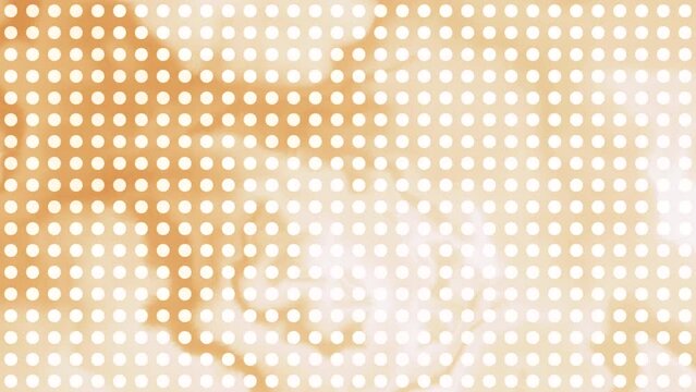 Abstract grid with rows of many small circles. Motion. Dots with colorful streaks behind.