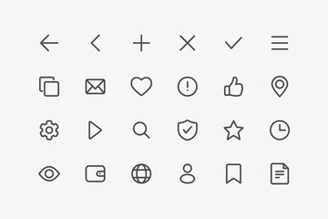 User interface vector icon set. Isolated linear style icon vector design