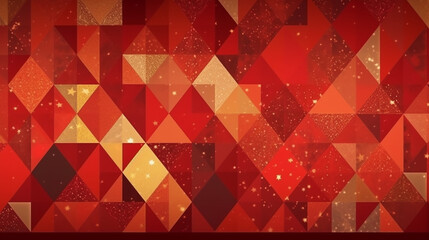 abstract geometric background in Christmas colors, red and gold