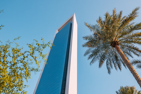 15 January 2023, Abu Dhabi, UAE: Abu Dhabi National Oil Company or ADNOC of the United Arab Emirates headquarters in tall skyscraper