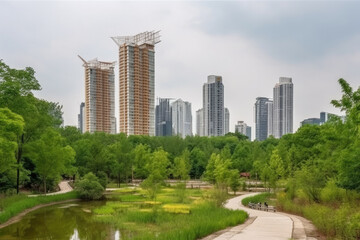 Obraz premium central park city created with Generative AI technology