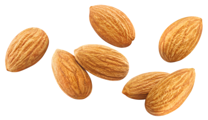 Flying delicious almonds cut out