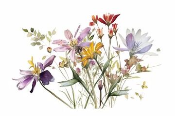 Fototapeta na wymiar Watercolor wildflowers
