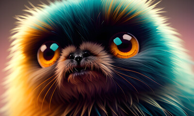 Fototapeta premium Shaggy hairy woolen cute spider, created with the help of artificial intelligence, AI generative.