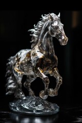 Horse statue made out of crystal glass