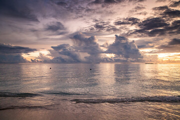 amazing sunset over the sea on a tropical island