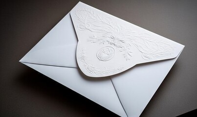  a white envelope with a decorative design on the front of it.  generative ai